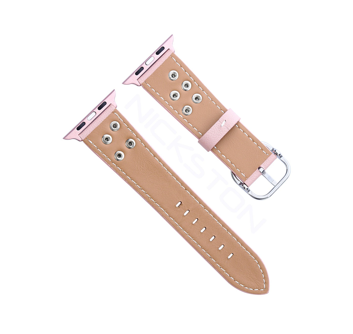 Apple Light Pink for iWatch Ultra 2 49mm and 9 8 Series 41mm 45mm Case Edition Soft Leather Band Straps Bracelet with Rivets Flowers