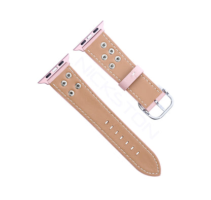 Apple Light Pink for iWatch Ultra 2 49mm and 9 8 Series 41mm 45mm Case Edition Soft Leather Band Straps Bracelet with Rivets Flowers