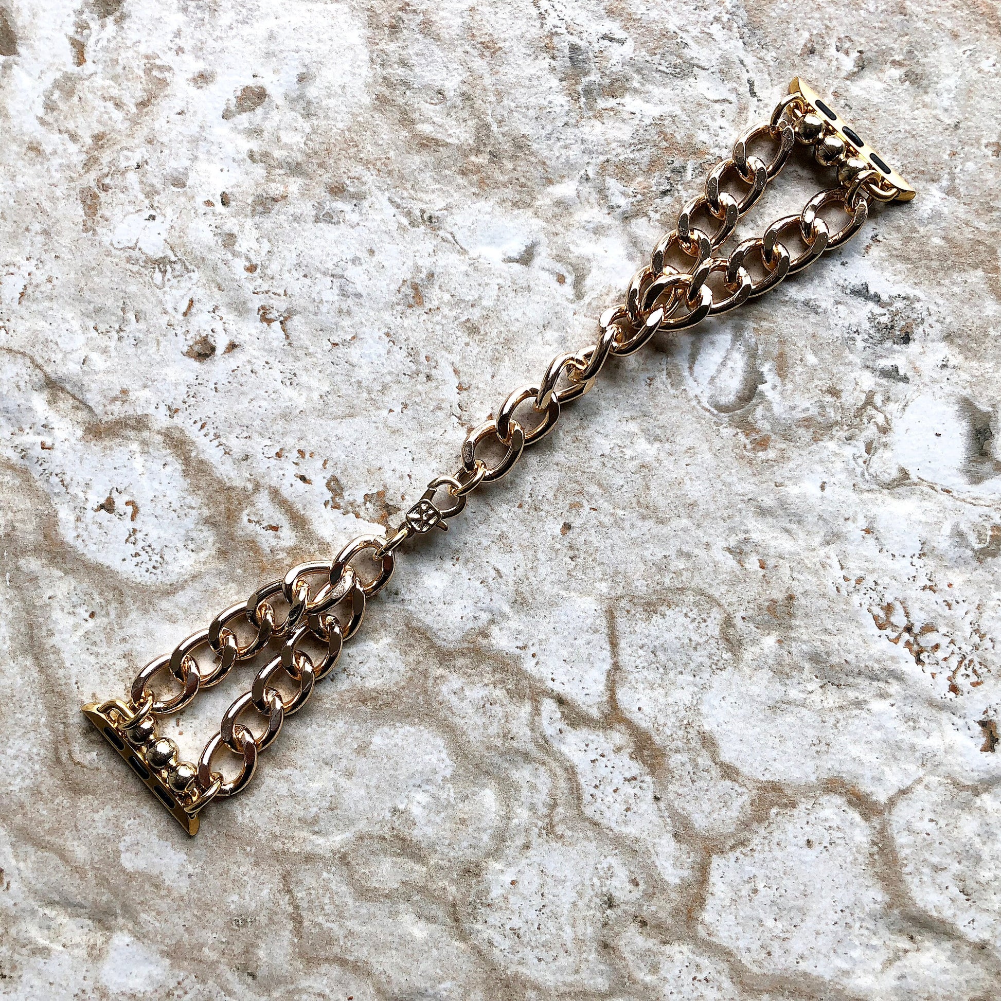 Apple Watch Gold Color Two Tones CB Bracelet Band Chains Link for All Series iWatch 38mm 40mm 41mm 42mm 44mm 45mm 49mm Handmade Jewelry
