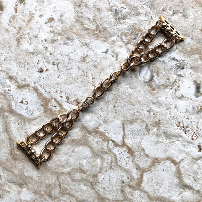 Apple Watch Gold Color Two Tones CB Bracelet Band Chains Link for All Series iWatch 38mm 40mm 41mm 42mm 44mm 45mm 49mm Handmade Jewelry