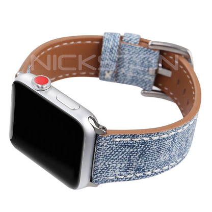 Apple AP-JLB2 Highly Resistance for iWatch All Series All Series 38mm 40mm 41mm 42mm 44mm 45mm 49mm Coated Leather Print Jeans Band Straps