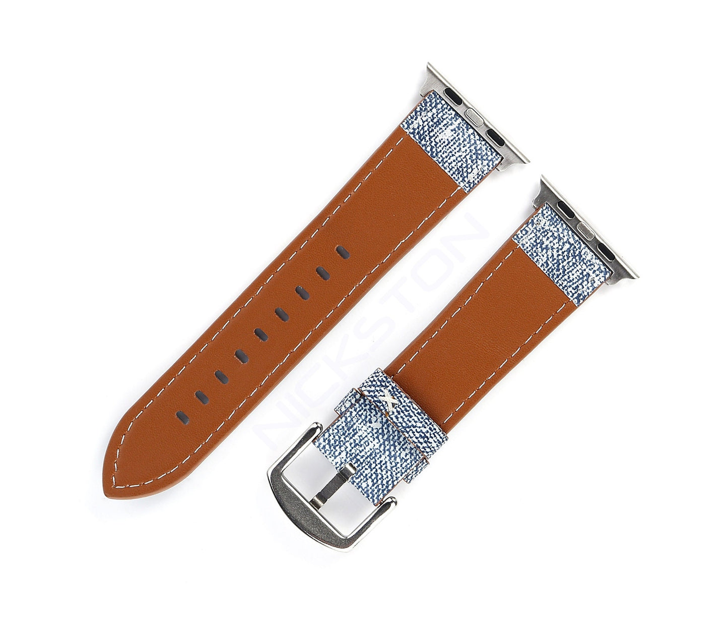 Apple AP-JLB2 Highly Resistance for iWatch Ultra 2 49mm and 9 8 Series 41mm 45mm Case Coated Soft Leather Print Jeans Bracelet Band Straps