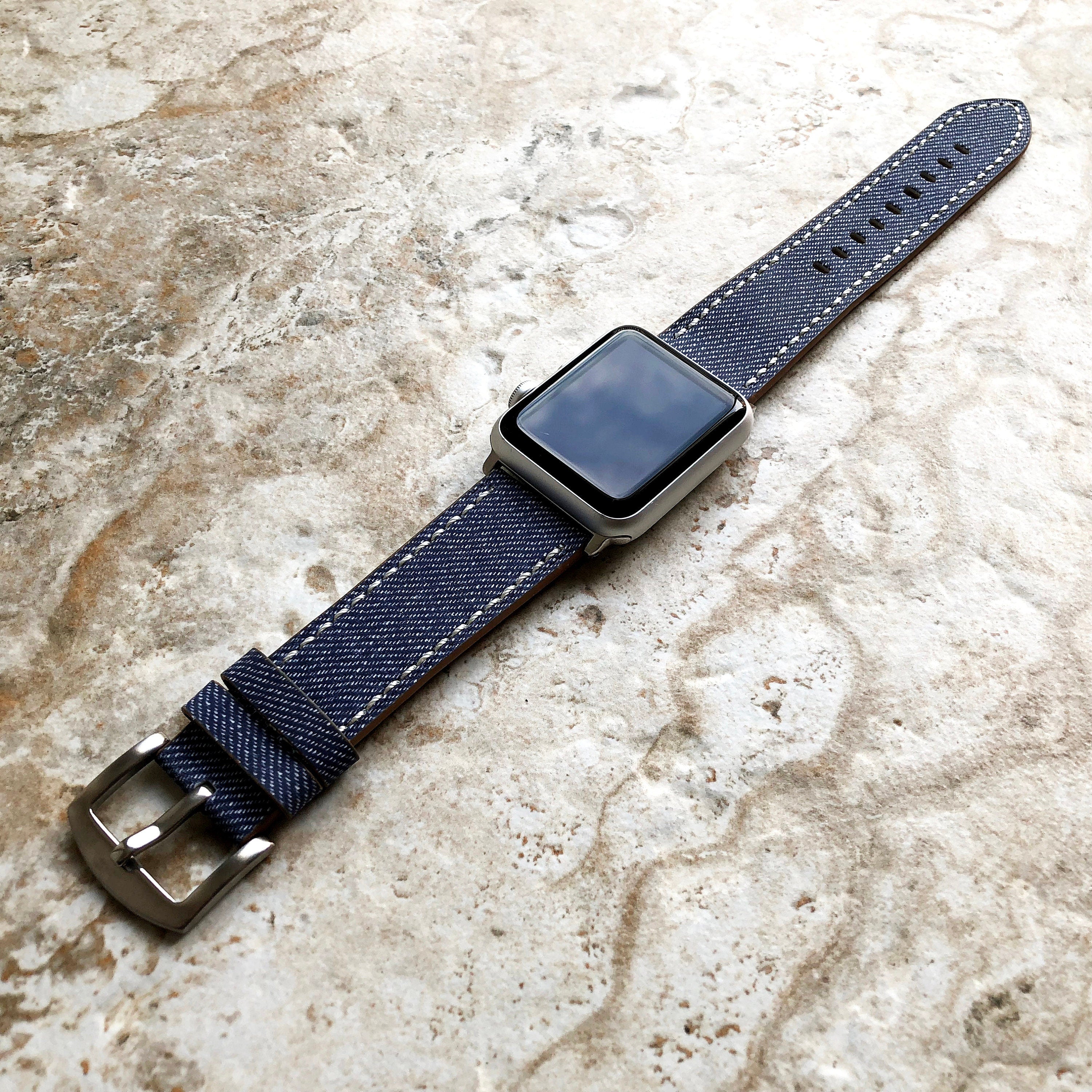 Apple AP-JB3 Highly Resistance Coated Soft Leather Print Jeans Band Strap for iWatch Ultra 2 49mm and 9 8 Series 41mm 45mm Case Bracelet