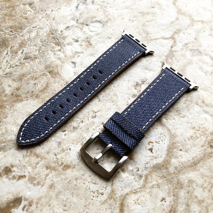 Apple AP-JB3 Highly Resistance Coated Soft Leather Print Jeans Band Strap for iWatch Ultra 2 49mm and 9 8 Series 41mm 45mm Case Bracelet