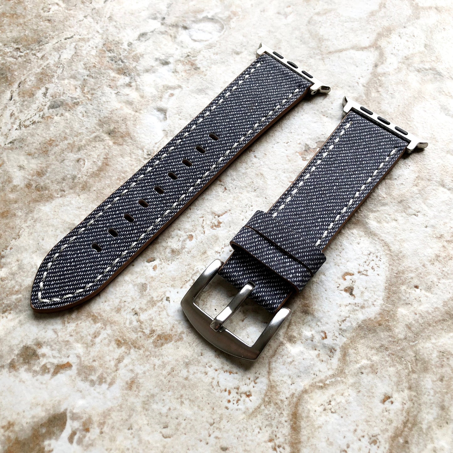 Apple AP-JD4 Highly Resistance for iWatch Ultra 2 49mm and 9 8 Series 41mm 45mm Case Coated Soft Leather Jeans Band Bracelet Strap