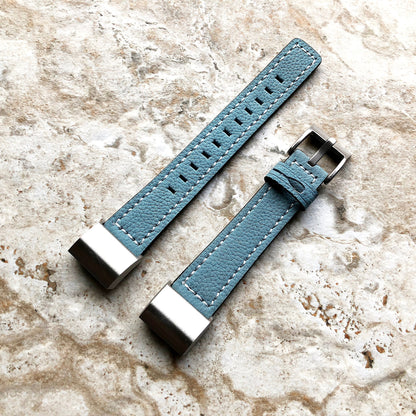 Fitbit Charge 2 Blue Soft Leather Band Strap Compatible with Fitness Tracker Wristband Bracelet with Stitches and Adapters Quick Release