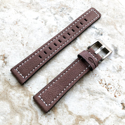 Brown Stitched Band Compatible with Garmin Venu 3S 2S Smartwatch Elegant Soft Leather Strap Wristband Bracelet Quick Release Band -N18