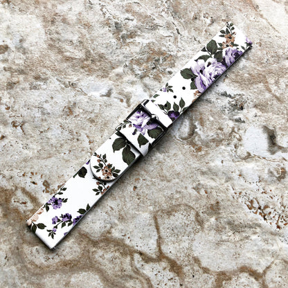 Purple Floral FL-4 Band Compatible with Garmin Venu 3S 2S Smartwatch Soft Elegant Leather Strap Wristband Bracelet Quick Release Bands -N18