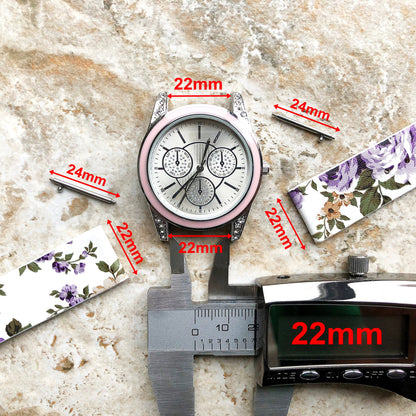 22mm Orchids Slim and Elegant Soft Leather Watch Strap Band for Wrist Hand Watches Quick Release Pins Included Easy - Ready to Attach