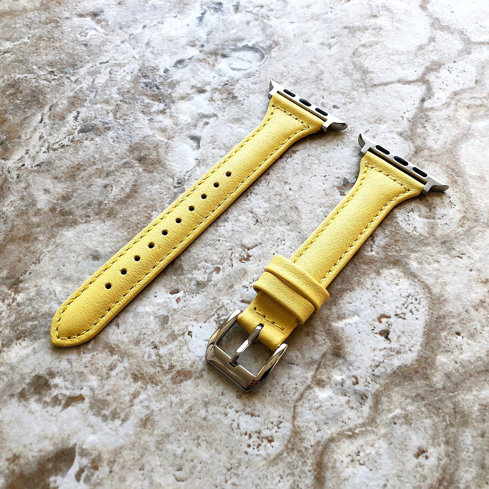 Apple Yellow Color Slim Elegant Soft Leather Band Straps Bracelet for iWatch Ultra 2 49mm and 9 8 Series 41mm 45mm Case Handmade