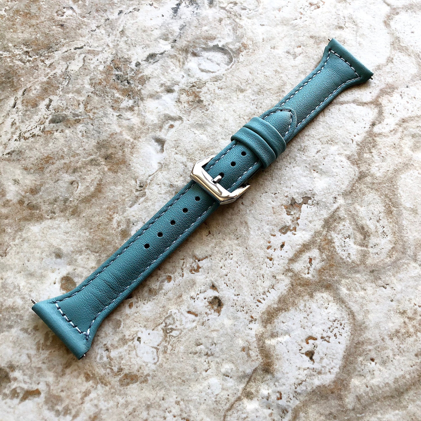 22mm Light Blue Slim and Elegant Soft Leather Watch Strap Band for Wrist Hand Watches - Quick Release Pins Included Easy and Ready to Attach