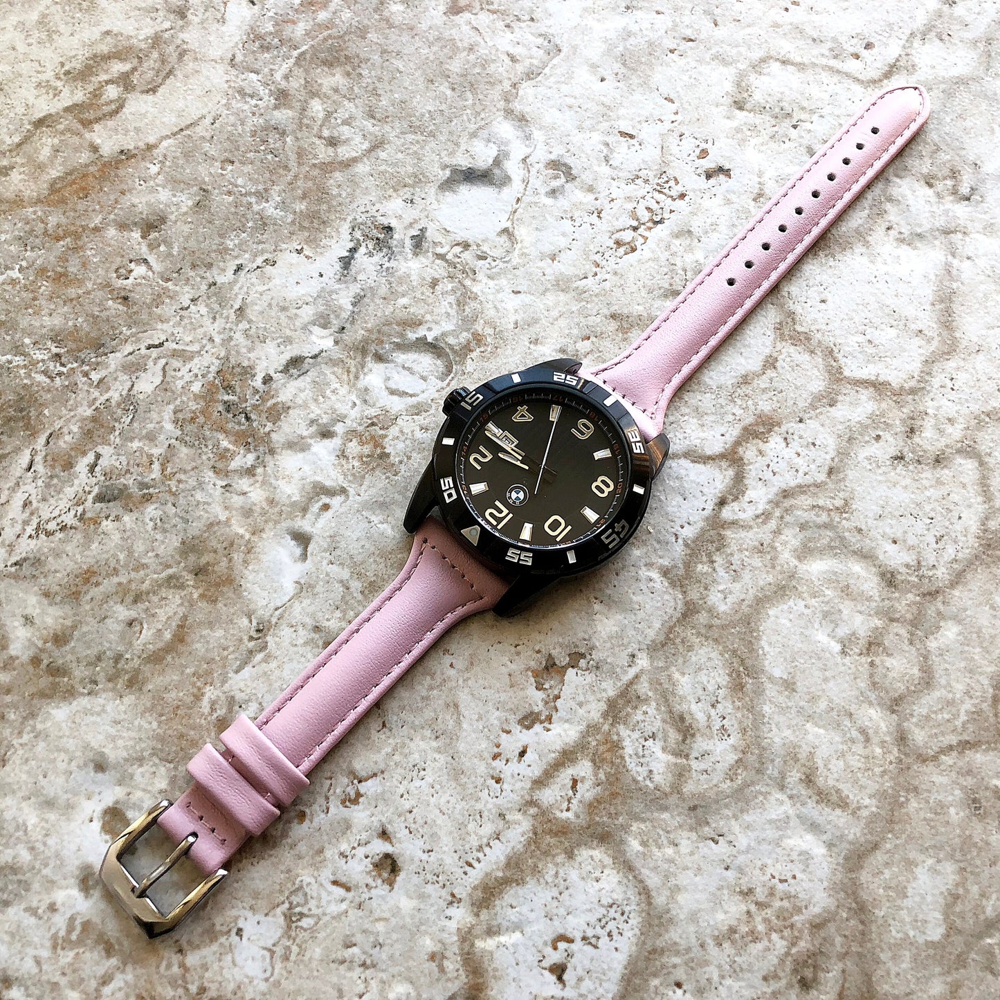 22mm Pink Slim and Elegant Soft Leather Watch Strap Band for Wrist Hand Watches - Quick Release Pins Included Easy and Ready to Attach