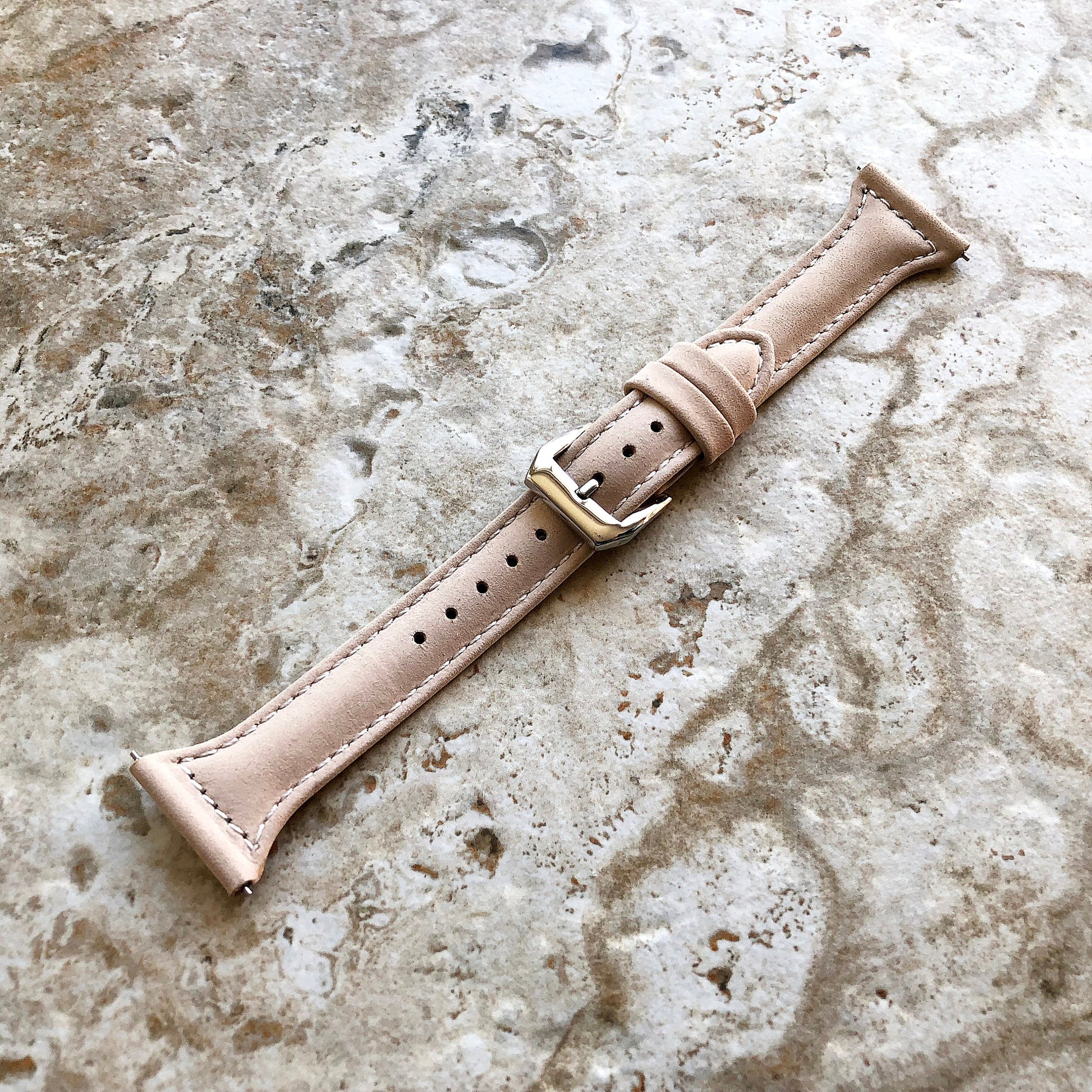 22mm Beige Modern Slim and Elegant Soft Leather Watch Strap Band for Wrist Hand Watches - Quick Release Pins Included Easy n Ready to Attach
