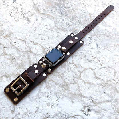 Apple Watch Band for iWatch All Series 7 SE 6 5 4 3 2 1 Case 38mm 40mm 41mm 42mm 44mm 45mm Brown Leather Bracelet Rockstyle Watchband