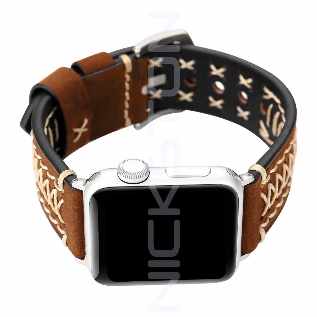 Apple Brown Soft Thick Leather Band for iWatch All Series 38mm 40mm 41mm 42mm 44mm 45mm 49mm Edition Strap Bracelet Stitched Details X
