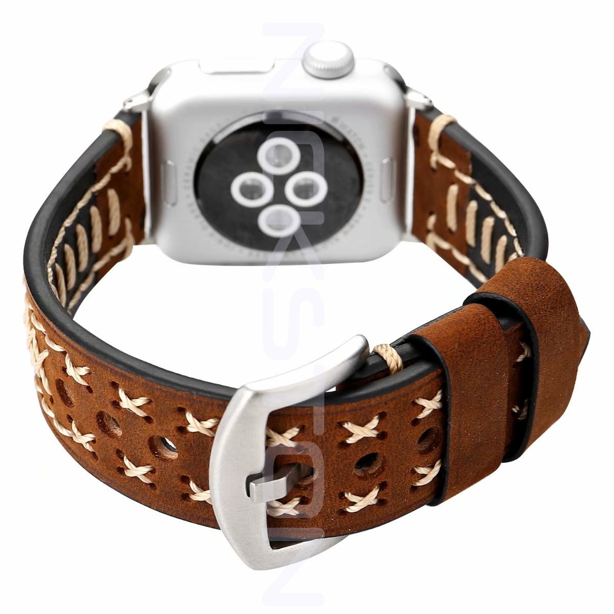 Apple Brown Soft Thick Leather Band for iWatch All Series 38mm 40mm 41mm 42mm 44mm 45mm 49mm Edition Strap Bracelet Stitched Details X
