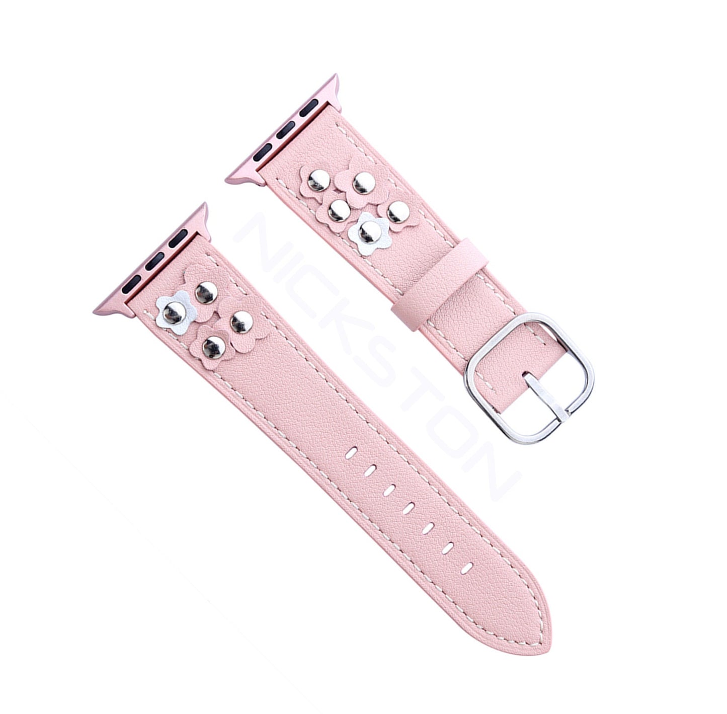 Apple Light Pink for iWatch Ultra 2 49mm and 9 8 Series 41mm 45mm Case Edition Soft Leather Band Straps Bracelet with Rivets Flowers