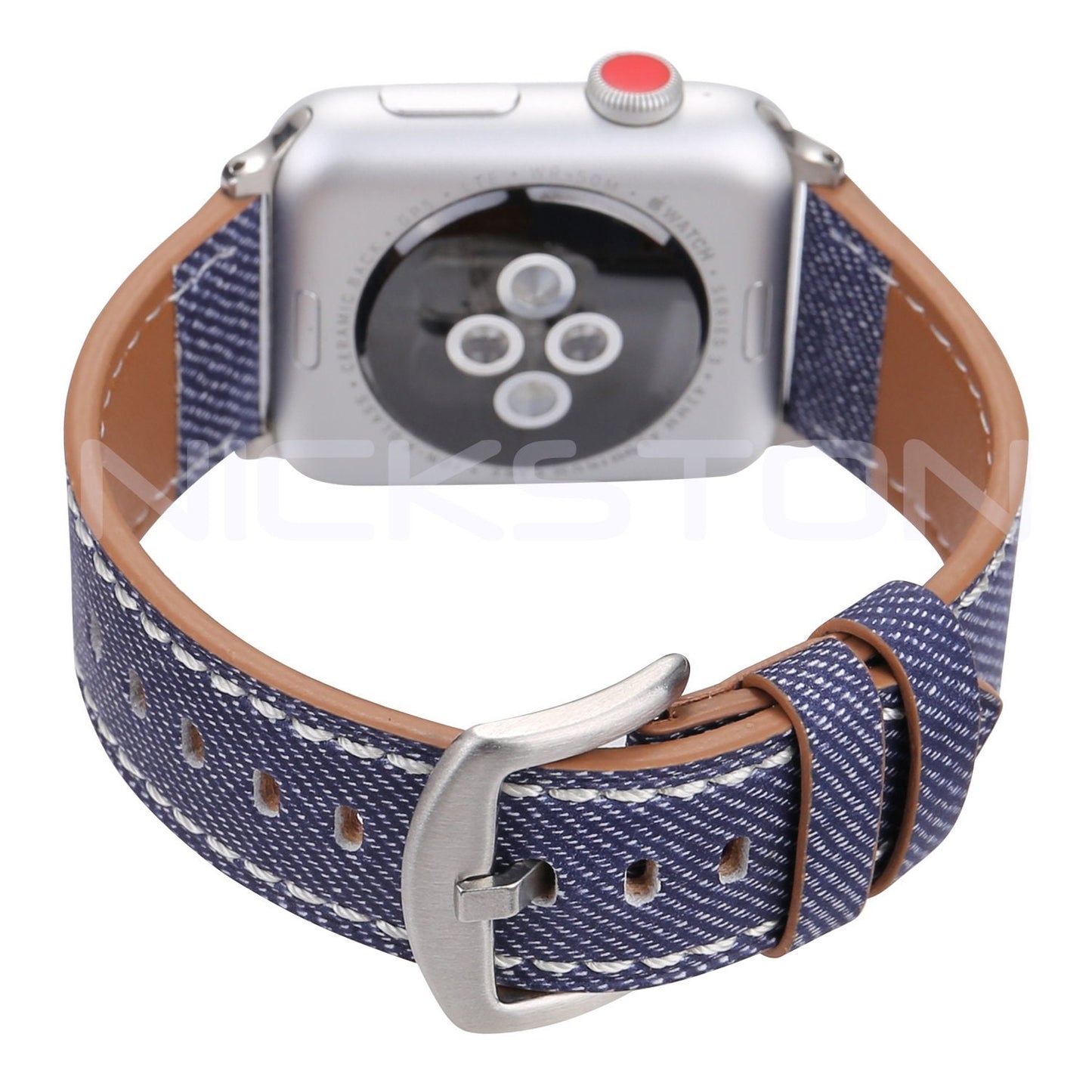 Apple AP-JB3 Highly Resistance Coated Soft Leather Print Jeans Band Strap for iWatch Ultra 2 49mm and 9 8 Series 41mm 45mm Case Bracelet