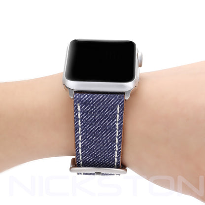 Apple AP-JB3 Highly Resistance Coated Soft Leather Print Jeans Band Strap for iWatch Ultra 2 49mm and 9 8 Series 41mm 45mm Case Bracelet