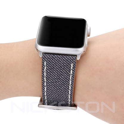 Apple AP-JD4 Highly Resistance for iWatch Ultra 2 49mm and 9 8 Series 41mm 45mm Case Coated Soft Leather Jeans Band Bracelet Strap