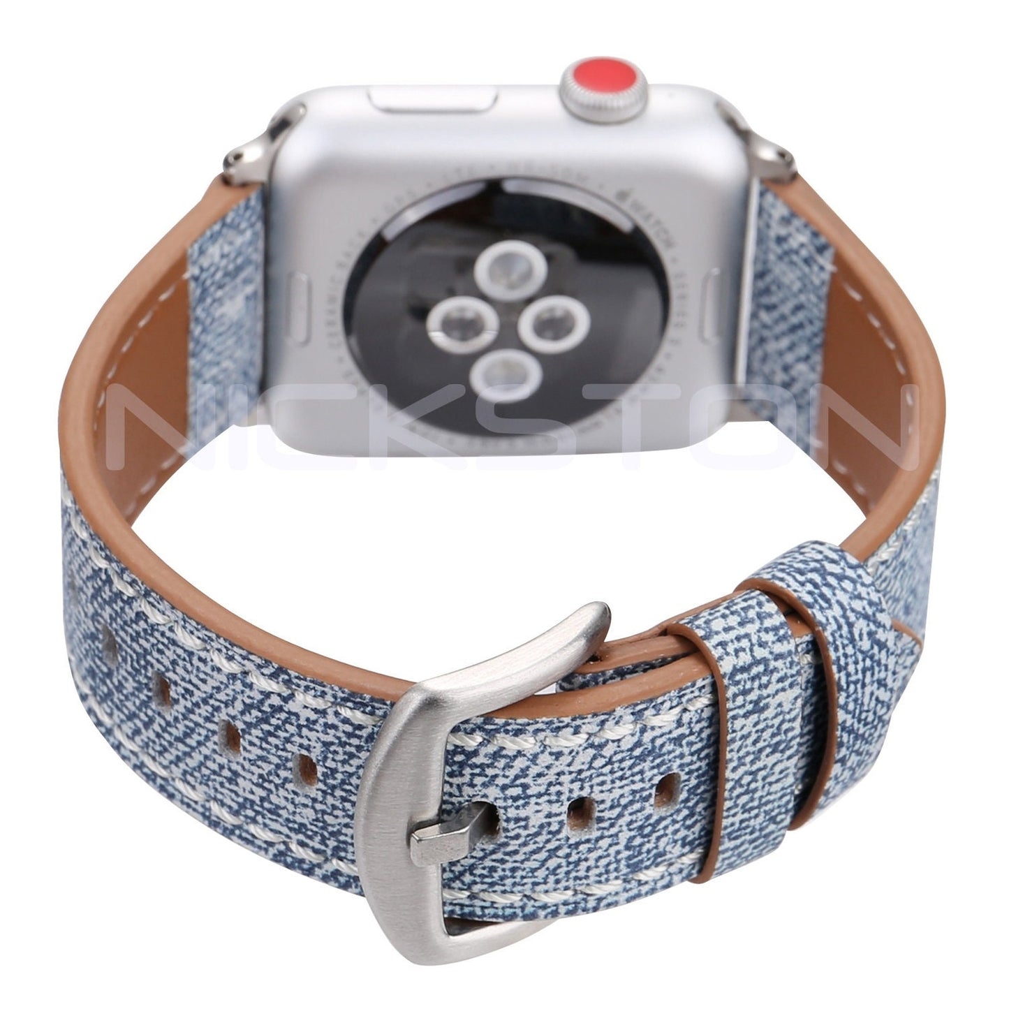 Apple AP-JLB2 Highly Resistance for iWatch Ultra 2 49mm and 9 8 Series 41mm 45mm Case Coated Soft Leather Print Jeans Bracelet Band Straps
