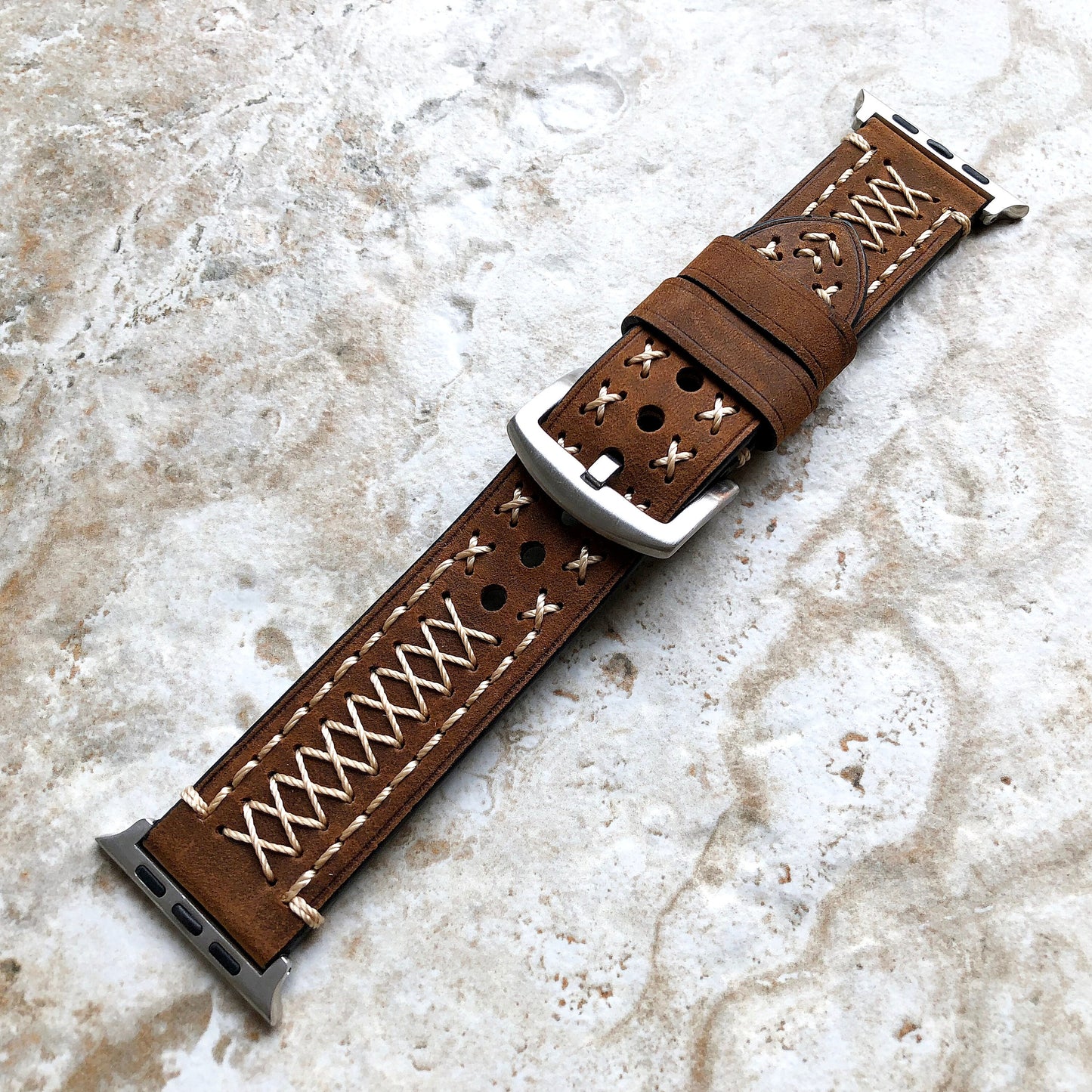 Apple Brown Three Layers Band for iWatch Ultra 2 49mm and 9 8 Series 41mm 45mm Case Edition Genuine Leather Strap Bracelet Hand Stitched