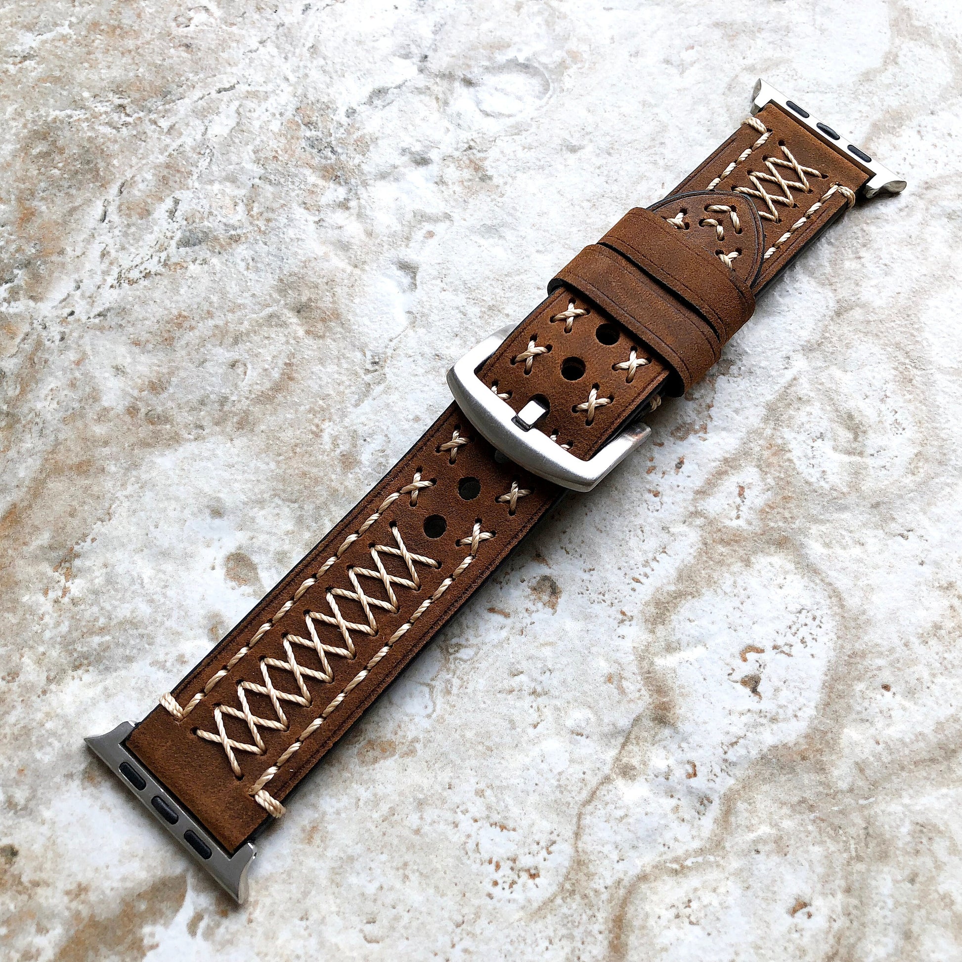Apple Brown Three Layers Band for iWatch Ultra 2 49mm and 9 8 Series 41mm 45mm Case Edition Genuine Leather Strap Bracelet Hand Stitched