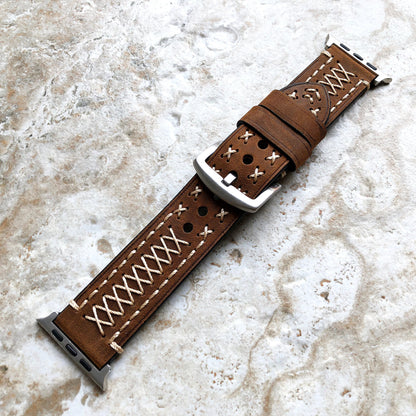 Apple Brown Three Layers Band for iWatch Ultra 2 49mm and 9 8 Series 41mm 45mm Case Edition Genuine Leather Strap Bracelet Hand Stitched