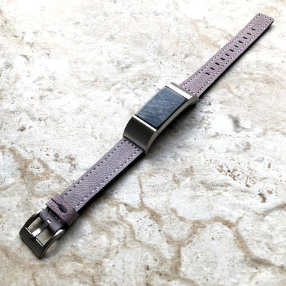 Fitbit Charge 2 Purple Soft Leather Band Strap Compatible with Fitness Tracker Wristband Bracelet with Stitches and Adapters Quick Release