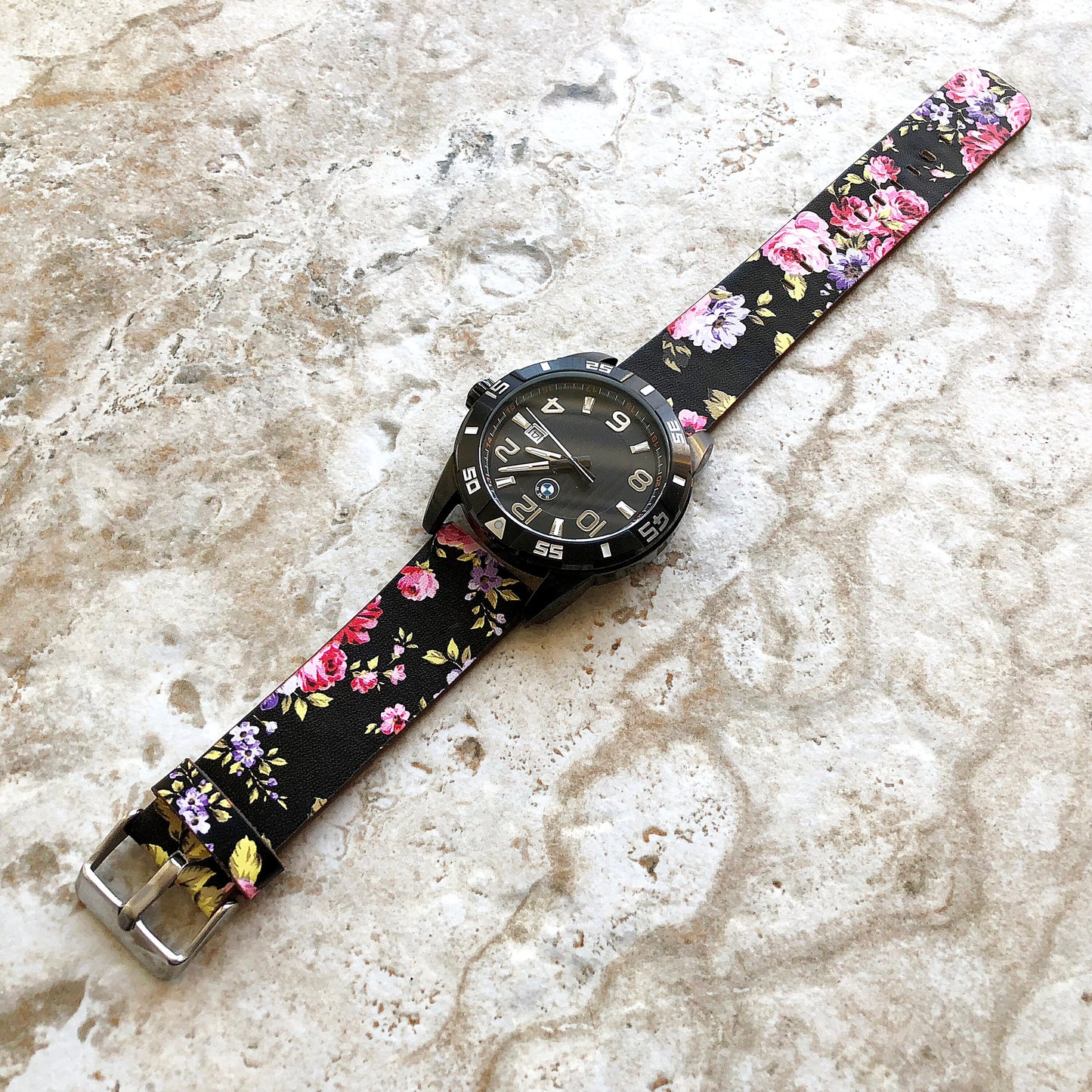 Garmin Red Black Floral FL5 Leather Band for Forerunner 745 265 255 Venu 3 2 Darth Vader First Avenger Vivoactive 4 Strap Quick Release B22
