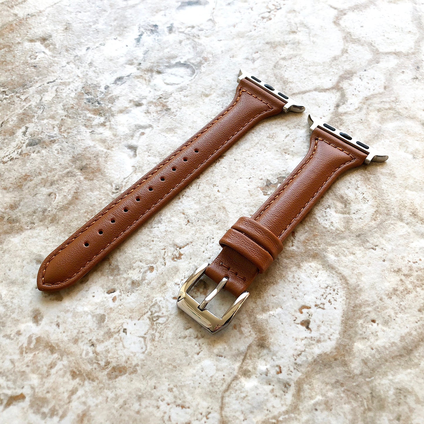 Apple Brown Color Slim Elegant Soft Leather Band Strap for iWatch Ultra 2 49mm and 9 8 Series 41mm 45mm Case Handmade Bracelet