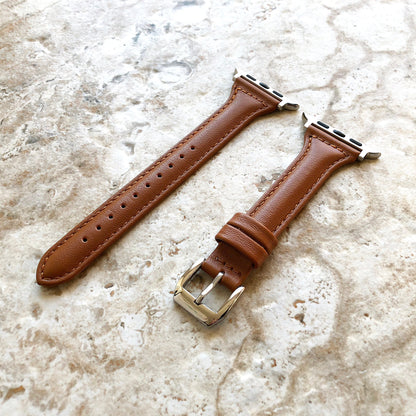 Apple Brown Color Slim Elegant Soft Leather Band Strap for iWatch Ultra 2 49mm and 9 8 Series 41mm 45mm Case Handmade Bracelet
