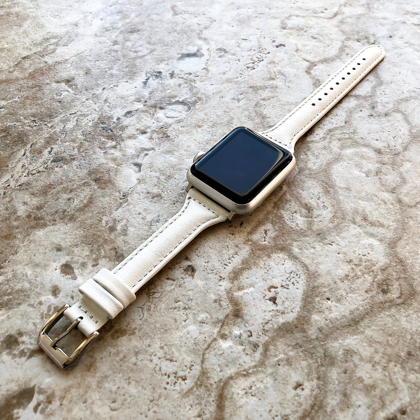 Apple White Color Slim Elegant Soft Leather Band Strap Bracelet for iWatch Ultra 2 49mm and 9 8 Series 41mm 45mm Case Handmade