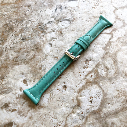22mm Green Slim and Elegant Soft Leather Watch Strap Band for Wrist Hand Watches - Quick Release Pins Included Easy and Ready to Attach