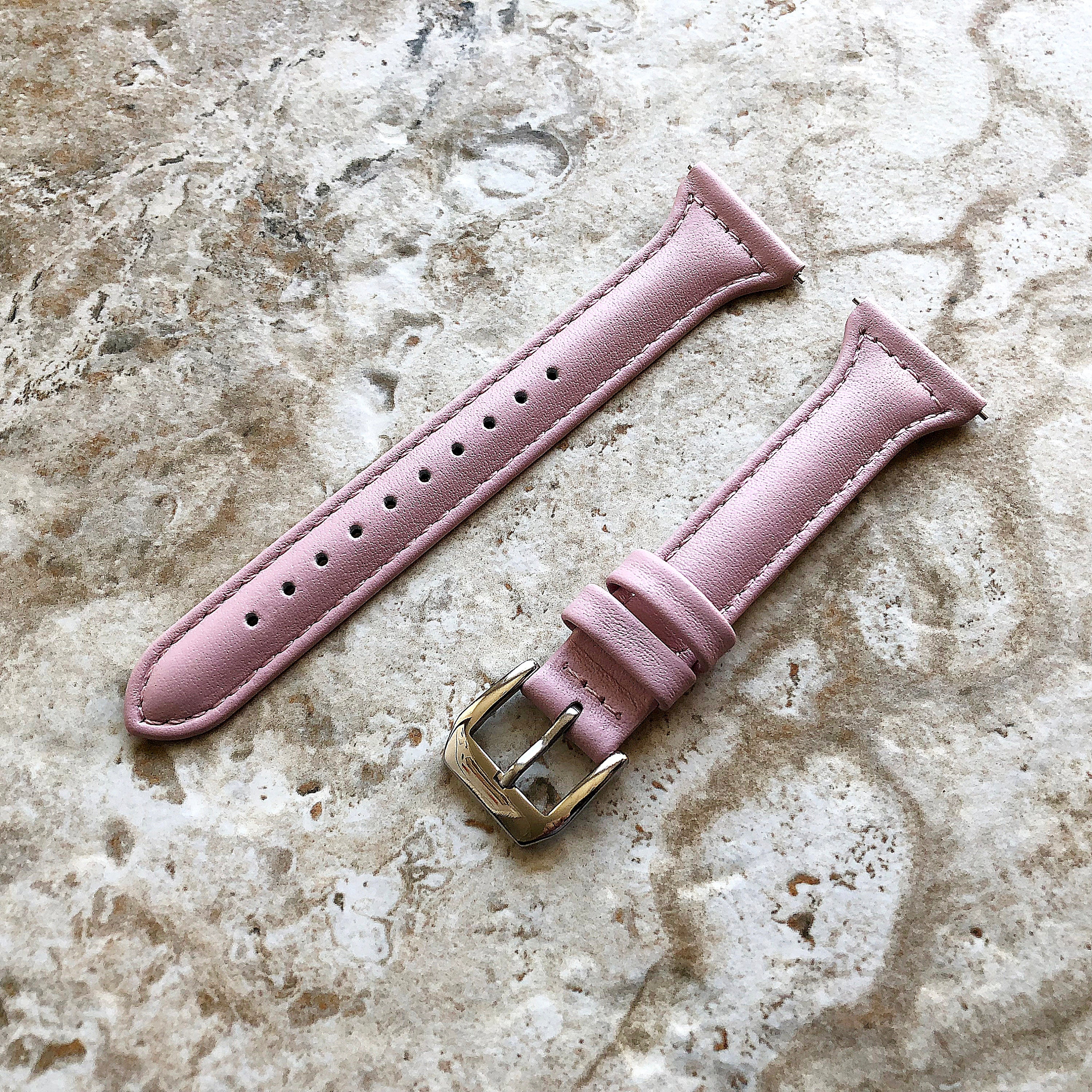 22mm Pink Slim and Elegant Soft Leather Watch Strap Band for Wrist Hand Watches - Quick Release Pins Included Easy and Ready to Attach