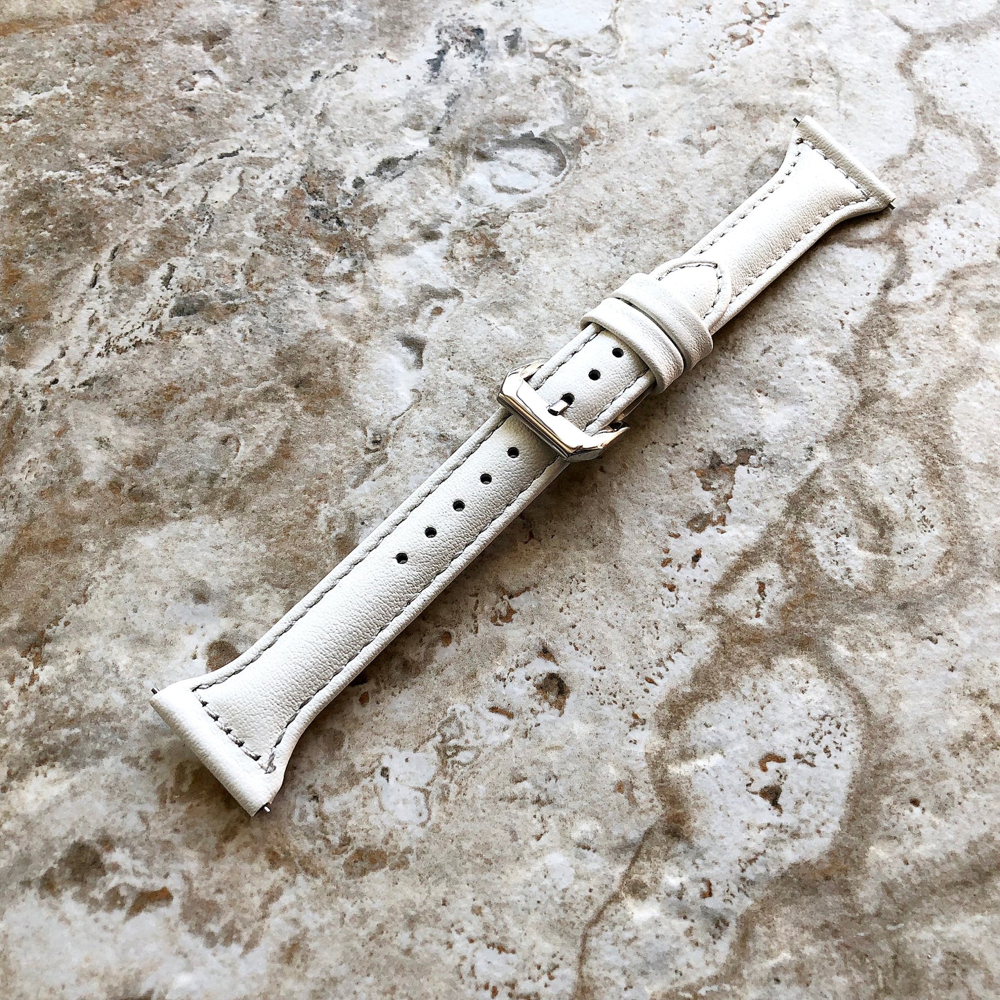 22mm White Slim and Elegant Soft Leather Watch Strap Band for Wrist Hand Watches - Quick Release Pins Included Easy and Ready to Attach
