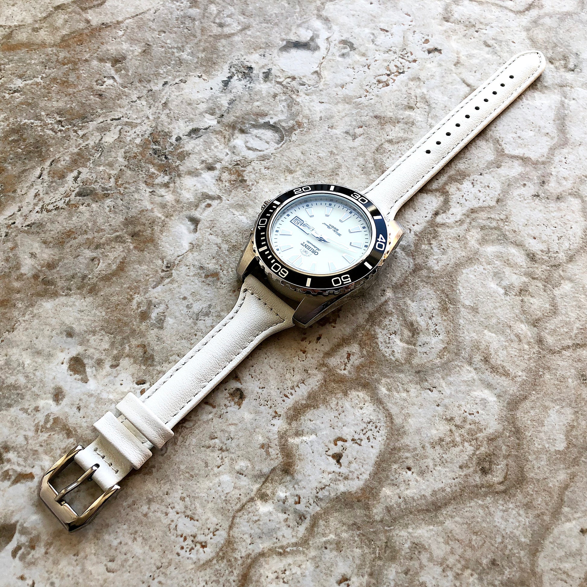 22mm White Slim and Elegant Soft Leather Watch Strap Band for Wrist Hand Watches - Quick Release Pins Included Easy and Ready to Attach