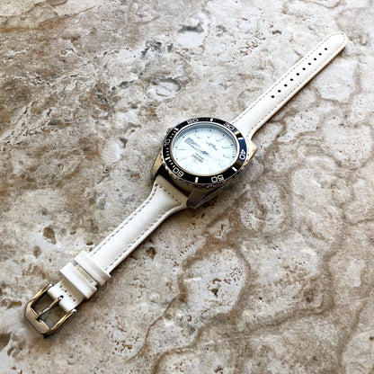 22mm White Slim and Elegant Soft Leather Watch Strap Band for Wrist Hand Watches - Quick Release Pins Included Easy and Ready to Attach