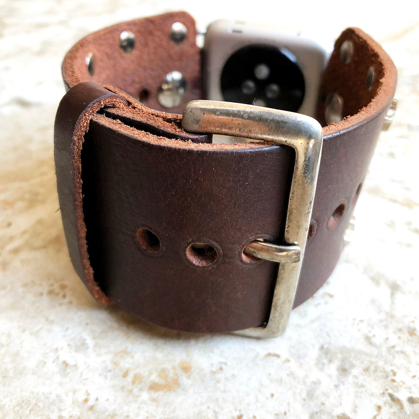 Apple Case 38mm 40mm 41mm 42mm 44mm 45mm New Silver Stars on Brown Leather Band for iWatch Ultra 2 9 8 7 SE 6 5 4 3 2 1 Bracelet Cuff Strap