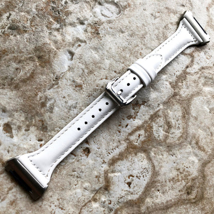 Fitbit Ionic White Color Slim Elegant Soft Leather Band Strap Bracelet for Smartwatch Quick Release Adapters in Silver Rose Gold Black