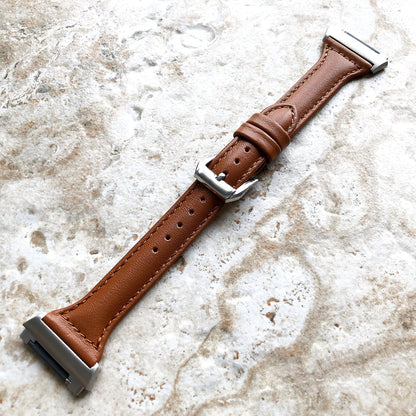 Fitbit Ionic Brown Color Slim Elegant Soft Leather Band Strap Bracelet for Smartwatch Quick Release Adapters in Silver Rose Gold Black