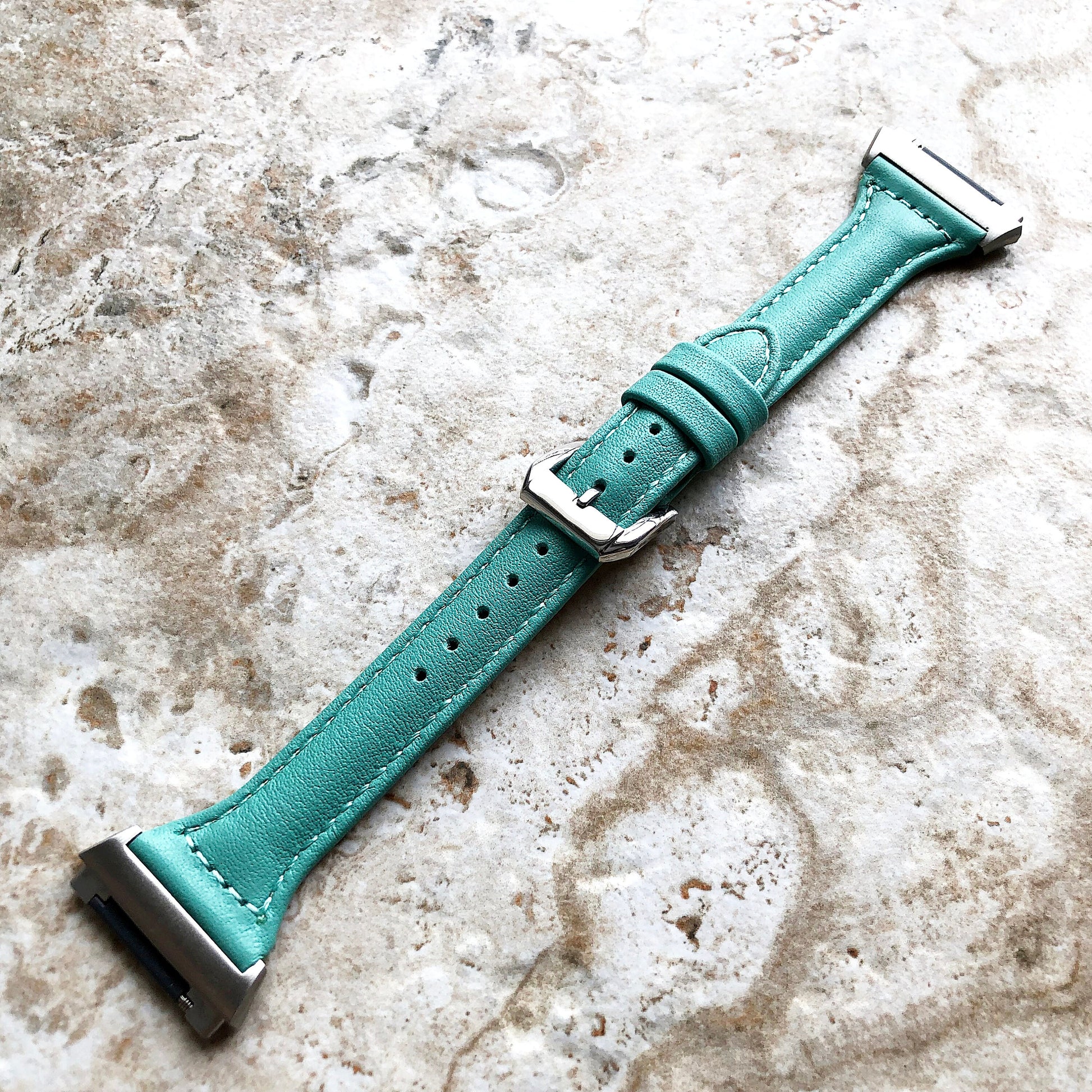Fitbit Ionic Green Color Slim Elegant Soft Leather Band Strap Bracelet for Smartwatch Quick Release Adapters in Silver Rose Gold Black