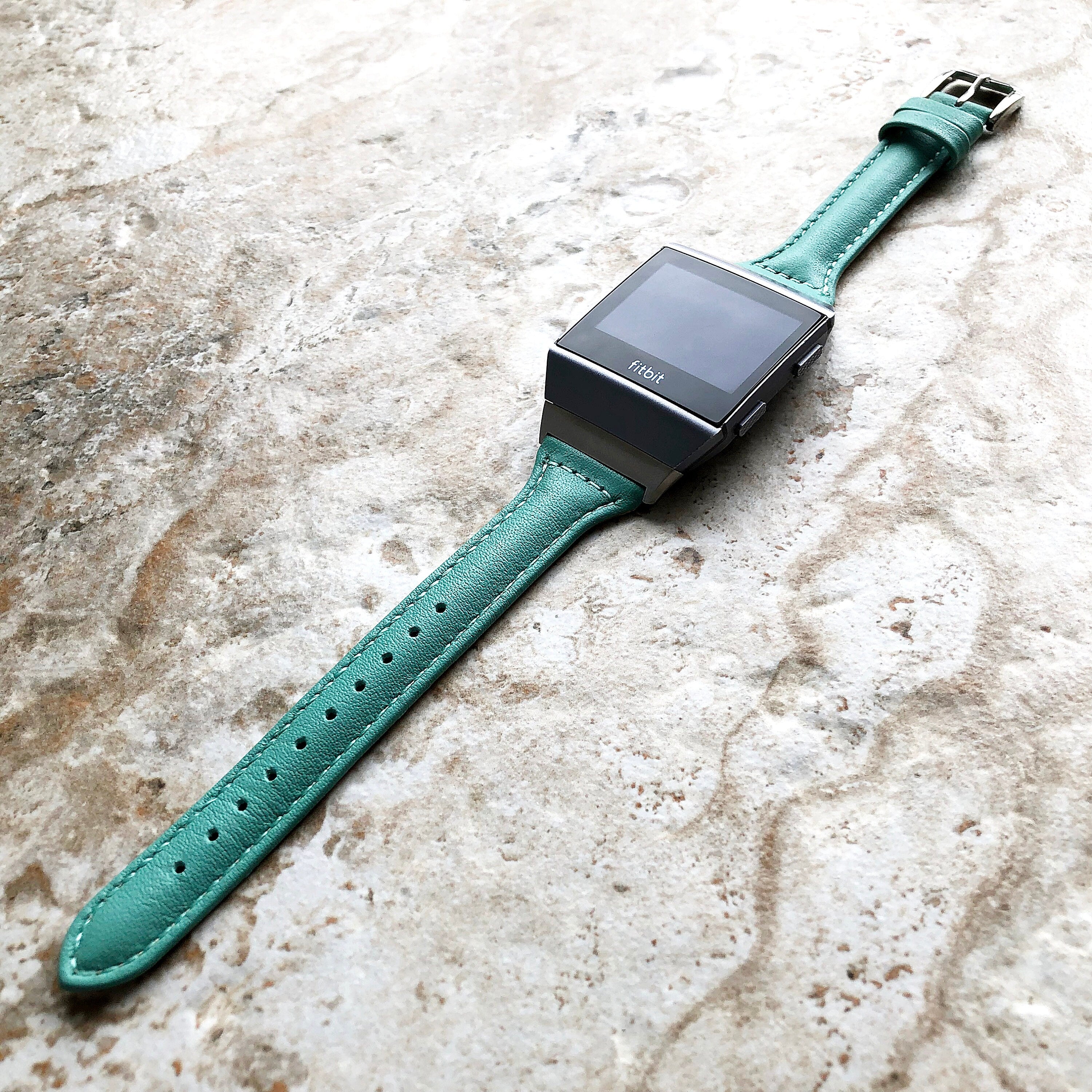 Fitbit Ionic Green Color Slim Elegant Soft Leather Band Strap Bracelet for Smartwatch Quick Release Adapters in Silver Rose Gold Black