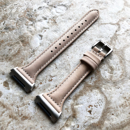 Fitbit Ionic Beige Modern Slim Elegant Soft Leather Band Strap Bracelet for Smartwatch Quick Release Adapters in Silver Rose Gold Black