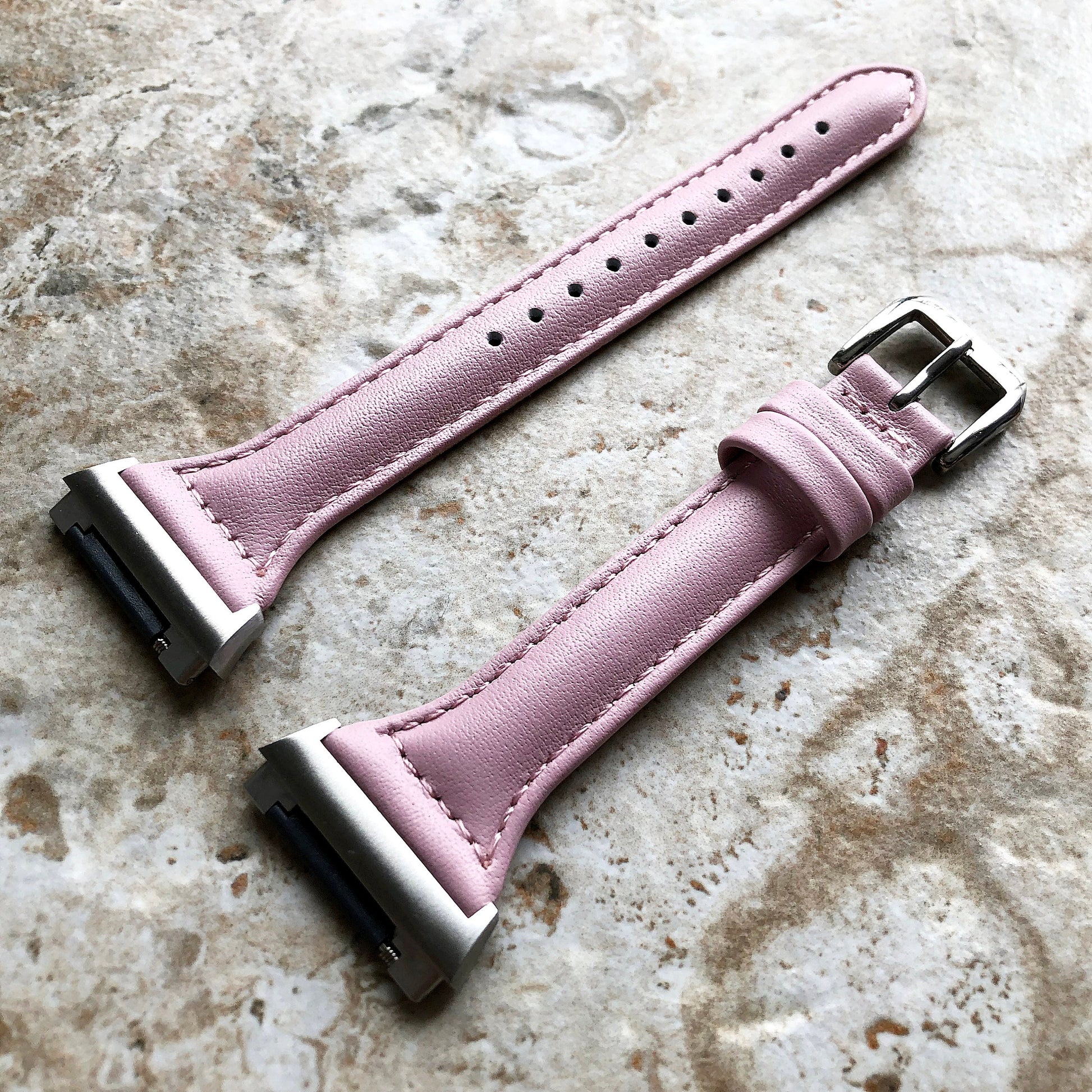 Fitbit Ionic Pink Color Slim Elegant Soft Leather Band Strap Bracelet for Smartwatch Quick Release Adapters in Silver Rose Gold Black