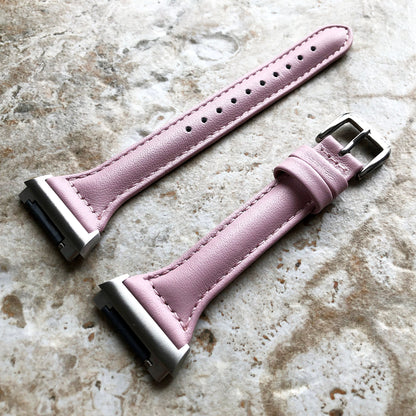 Fitbit Ionic Pink Color Slim Elegant Soft Leather Band Strap Bracelet for Smartwatch Quick Release Adapters in Silver Rose Gold Black