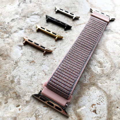 Apple Watch Pink Sand Band Loop and Hook for iWatch All Series 38mm 40mm 41mm 42mm 44mm 45mm 49mm Sports Adjustable Strap Soft Nylon Weave