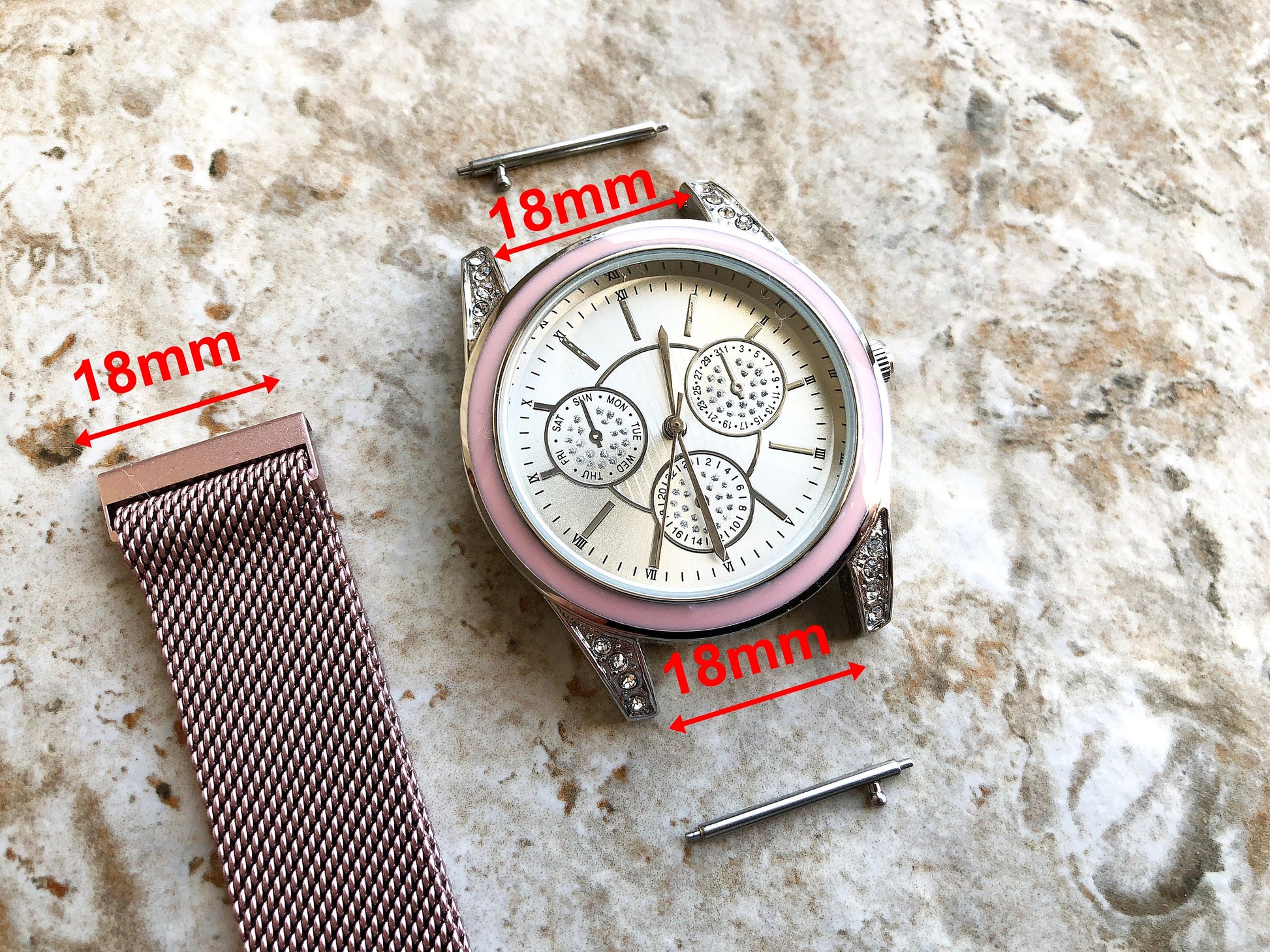 Garmin Pink Rose Gold Color Band for Forerunner 265S 255S Captain Marvel Rey Venu 3S 2S Vivoactive 4S Vivomove 3S St Steel Milanese -B18