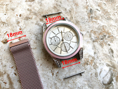 Garmin Pink Rose Gold Color Band for Forerunner 265S 255S Captain Marvel Rey Venu 3S 2S Vivoactive 4S Vivomove 3S St Steel Milanese -B18