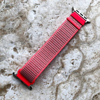 Apple Hot Pink Band Loop and Hook for iWatch Ultra 2 49mm and 9 8 Series 41mm 45mm Case Adjustable Sport Strap Soft Nylon Weave Bracelet